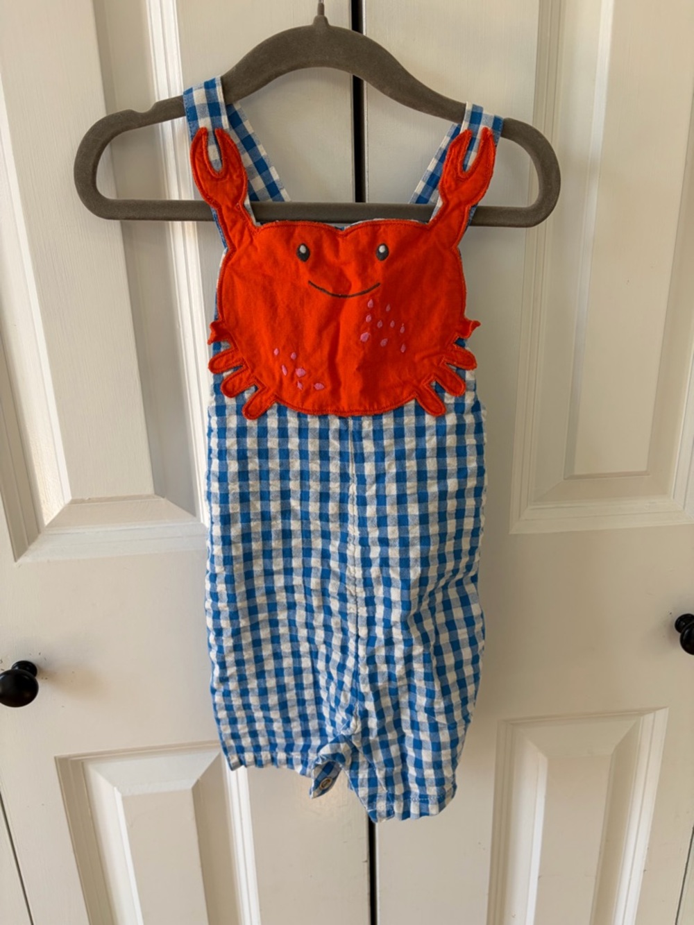 Mini Boden Crab Gingham Shortalls